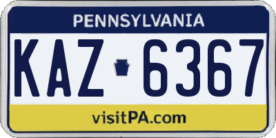 PA license plate KAZ6367