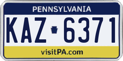 PA license plate KAZ6371