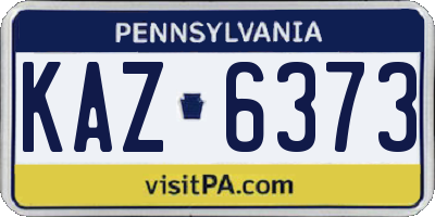 PA license plate KAZ6373