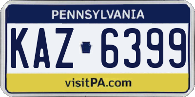 PA license plate KAZ6399