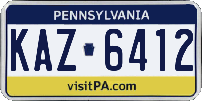 PA license plate KAZ6412