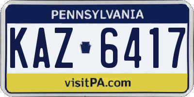 PA license plate KAZ6417