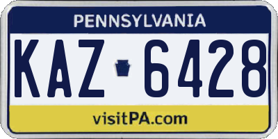 PA license plate KAZ6428