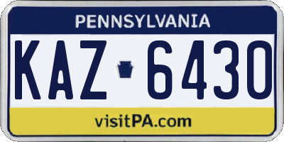 PA license plate KAZ6430