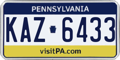 PA license plate KAZ6433