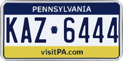 PA license plate KAZ6444