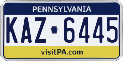 PA license plate KAZ6445
