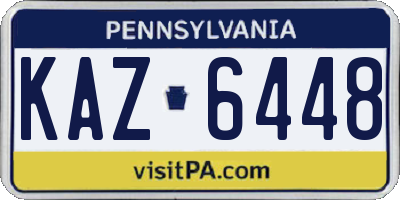 PA license plate KAZ6448