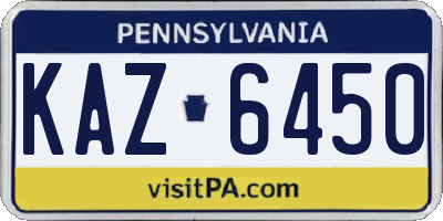 PA license plate KAZ6450
