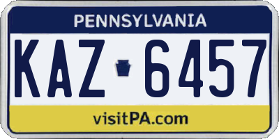 PA license plate KAZ6457