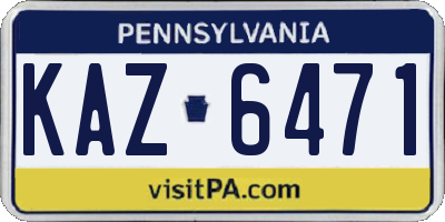 PA license plate KAZ6471
