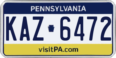 PA license plate KAZ6472