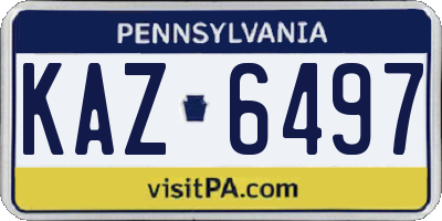 PA license plate KAZ6497