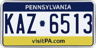 PA license plate KAZ6513