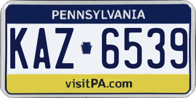 PA license plate KAZ6539
