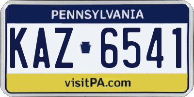 PA license plate KAZ6541