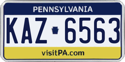 PA license plate KAZ6563