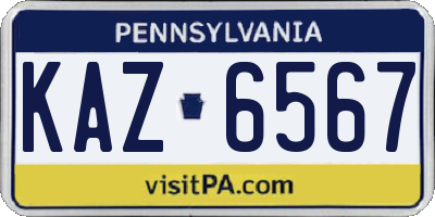 PA license plate KAZ6567