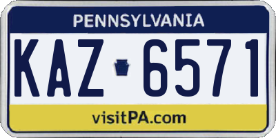 PA license plate KAZ6571