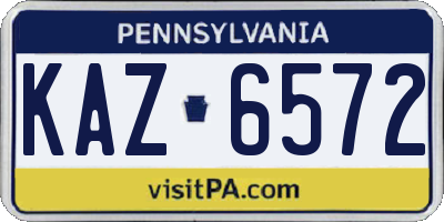 PA license plate KAZ6572