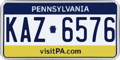 PA license plate KAZ6576