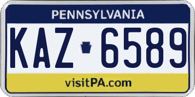 PA license plate KAZ6589