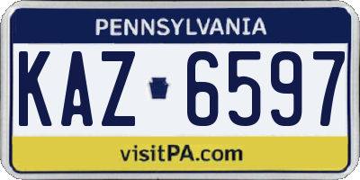 PA license plate KAZ6597
