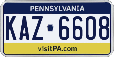 PA license plate KAZ6608