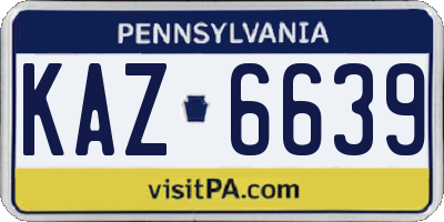 PA license plate KAZ6639