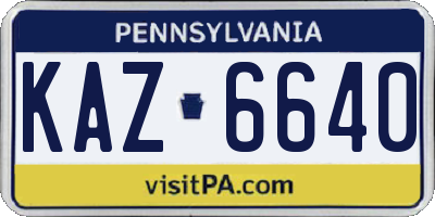 PA license plate KAZ6640