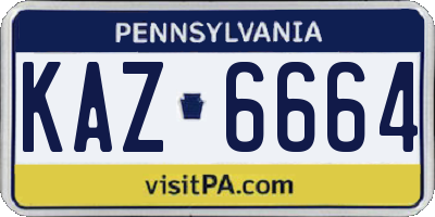 PA license plate KAZ6664