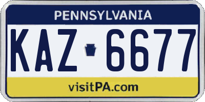 PA license plate KAZ6677
