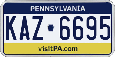 PA license plate KAZ6695