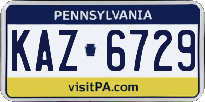 PA license plate KAZ6729