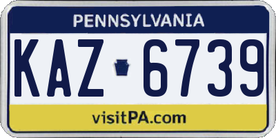 PA license plate KAZ6739
