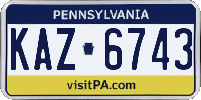 PA license plate KAZ6743