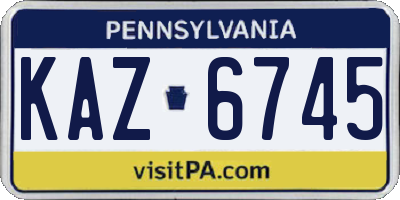 PA license plate KAZ6745