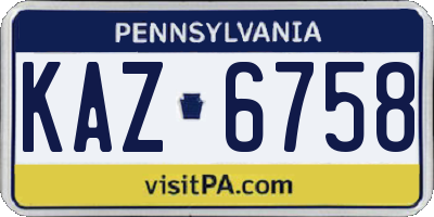 PA license plate KAZ6758