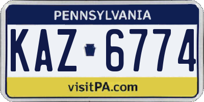 PA license plate KAZ6774