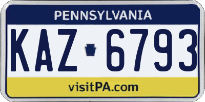PA license plate KAZ6793