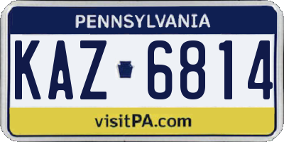 PA license plate KAZ6814