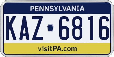 PA license plate KAZ6816