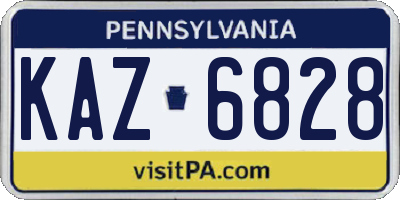 PA license plate KAZ6828