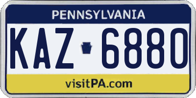 PA license plate KAZ6880