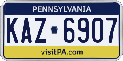 PA license plate KAZ6907