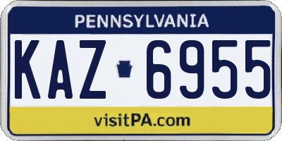 PA license plate KAZ6955