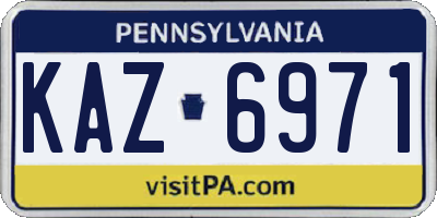 PA license plate KAZ6971