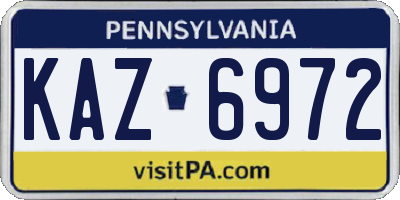PA license plate KAZ6972