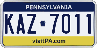 PA license plate KAZ7011