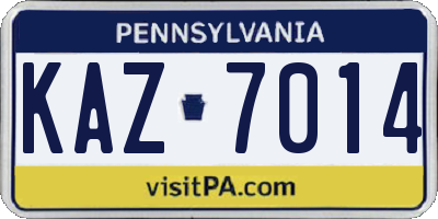 PA license plate KAZ7014